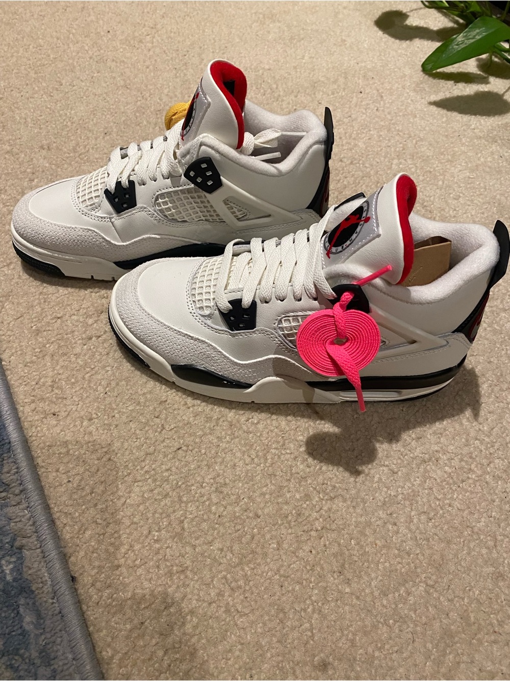 Jordan Kids White Basketball Sneakers with Red, Black & Pink Accents - Picture 2 of 4